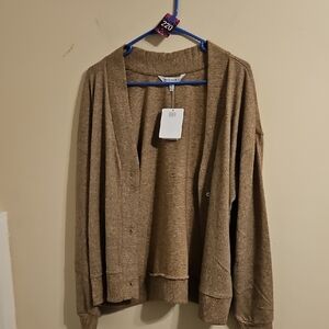 Emily Daniels Tan Button Down Cardigan. NWT.